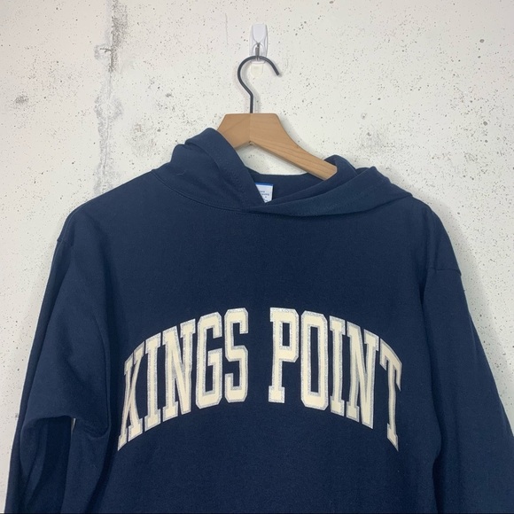 Champion Vintage Kings Point Navy Blue Hooded Sweatshirt Size Medium - Picture 4 of 6